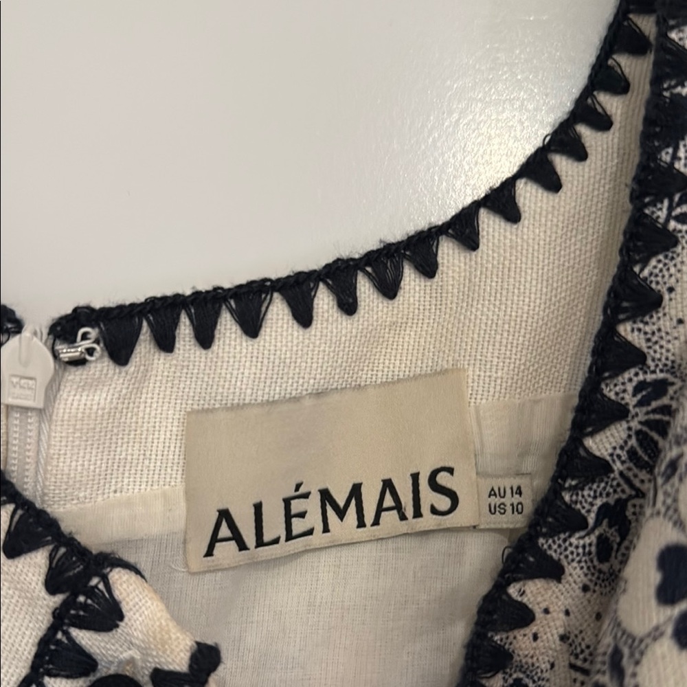 Alemais Cream and Navy Floral Mini Dress - Picture 4 of 8